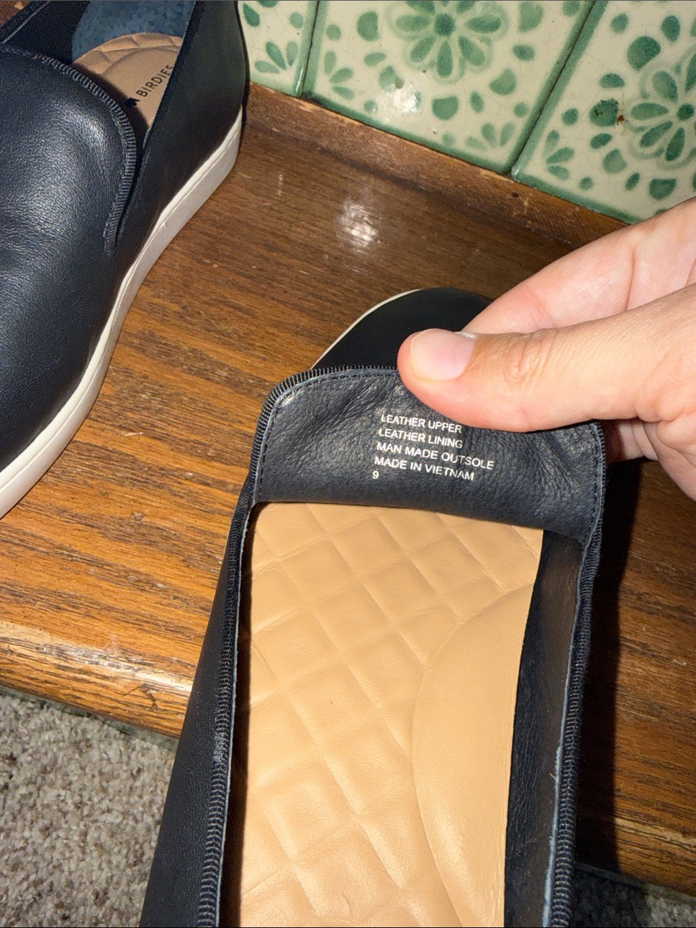 Birdies The Swift black leather slip on sneakers size 9 - Picture 3 of 6